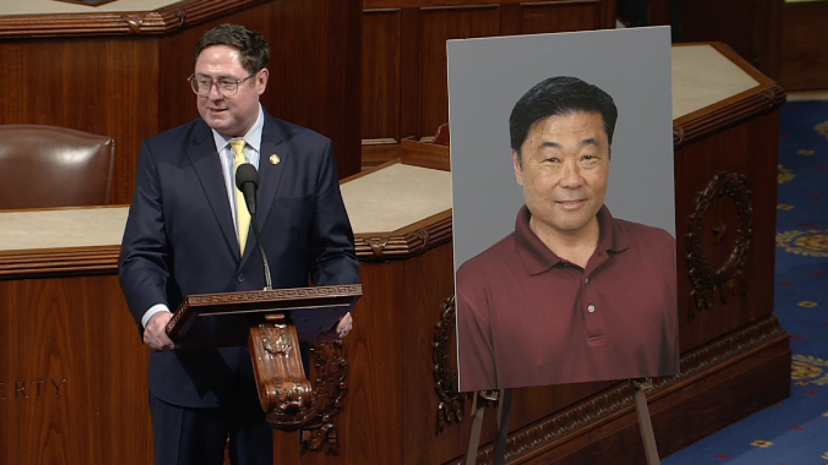Rep Flood celebrating KETV's Andrew Ozaki's Retirement